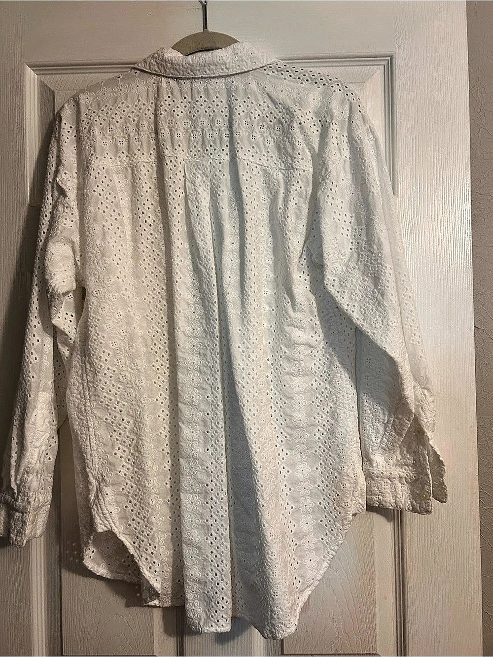 LOFT Eyelet Everyday Oversized Shirt White Size Large - Picture 2 of 5